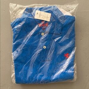 Express men’s xs Shocking Blue short sleeve cotton polo shirt with red lion NWT